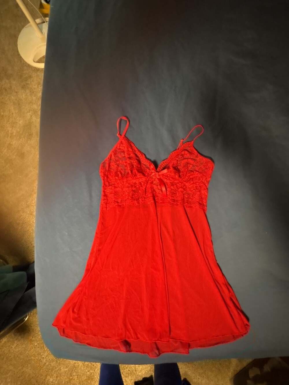 AvidLove Babydoll Lingerie Chemise Size L Red Lace